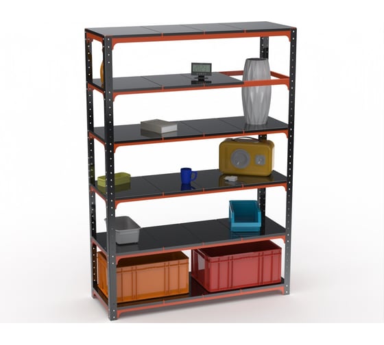 Стеллаж ООО Металекс Metalex Kit Comfort 2400х1400х600, 6 полок, оранжево-черный 202766 1