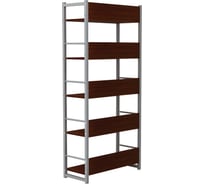 Стеллаж на металлокаркасе ОФИСМАГ 1630x650x300 мм, серый каркас, 5 полок ЛДСП орех, Д-343 290526