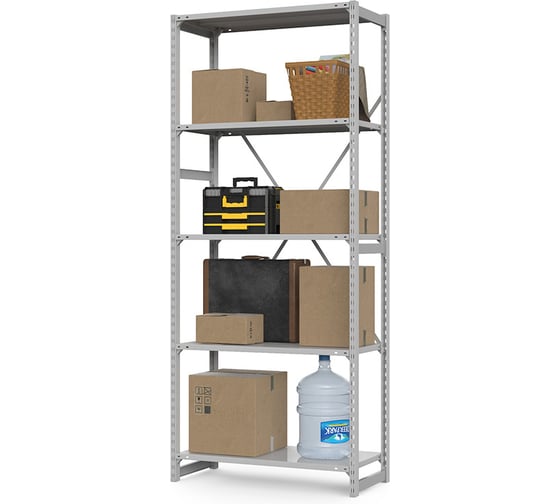 Стеллаж металлический ГТС ТСУ Универсал, 2200x1060x600 мм, полки, металл 5 шт, 300кг 99-2210601У