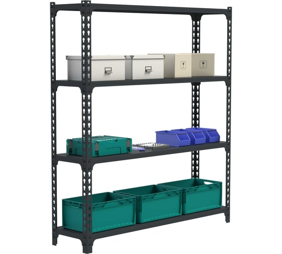 Стеллаж ООО Металекс MID 2200х1600х600 4 полки (серый) / 107254 1