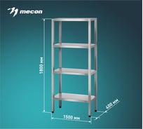 Стеллаж полочный СПЛп Mecon Profi Inox, полка сплошная 4 шт. 1500x400x1800 СПЛ-PIn15040180-4С