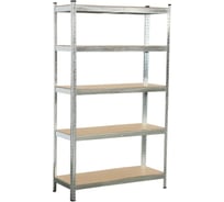 Металлический стеллаж безболтовой BOOMHOUSE в1800Хш1050Хг400мм, 5 полок МДФ, серебристый 291413