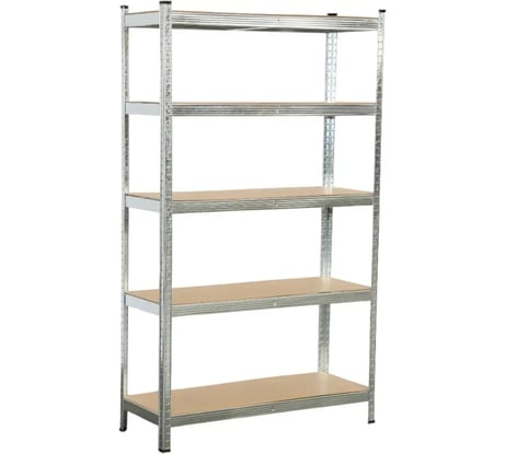 Металлический стеллаж безболтовой BOOMHOUSE в1800Хш1050Хг400мм, 5 полок МДФ, серебристый 291413