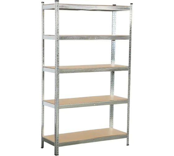 Металлический стеллаж безболтовой BOOMHOUSE в1800Хш1050Хг400мм, 5 полок МДФ, серебристый 291413