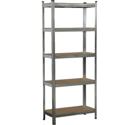 Металлический стеллаж BoomHouse безболтовой, в1800Хш750Хг350мм, 5 полок МДФ, серебристый, 291411