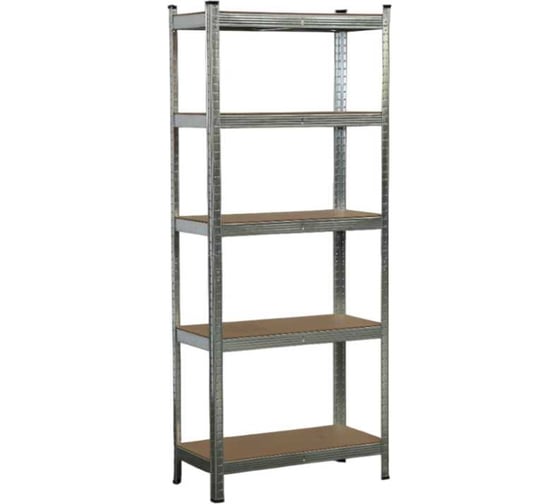 Металлический стеллаж BoomHouse безболтовой, в1800Хш750Хг350мм, 5 полок МДФ, серебристый, 291411