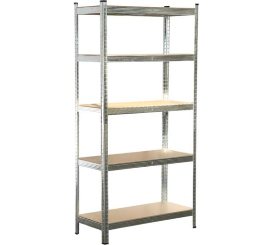Металлический стеллаж BoomHouse безболтовой, в1800Хш900Хг400мм, 5 полок МДФ, серебристый, 291412