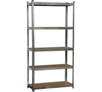 Металлический стеллаж BoomHouse безболтовой, в2000Хш1000Хг400мм, 5 полок МДФ, серебристый, 291414