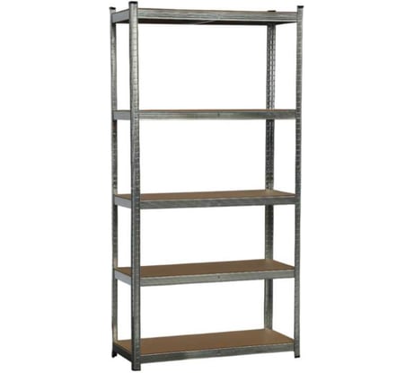 Металлический стеллаж BoomHouse безболтовой, в2000Хш1000Хг400мм, 5 полок МДФ, серебристый, 291414