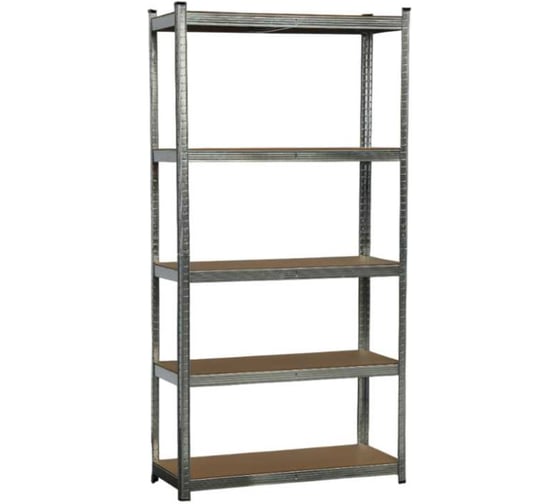 Металлический стеллаж BoomHouse безболтовой, в2000Хш1000Хг400мм, 5 полок МДФ, серебристый, 291414