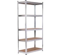 Металлический стеллаж BoomHouse безболтовой, в2000Хш1000Хг500мм, 5 полок МДФ, серебристый, 291415