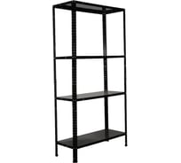 Металлический стеллаж BoomHouse в1500Хш750Хг300мм, 4 полки, нагрузка на стеллаж до 120 кг, черный, 291420