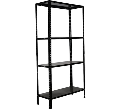 Металлический стеллаж BoomHouse в1500Хш750Хг300мм, 4 полки, нагрузка на стеллаж до 120 кг, черный, 291420