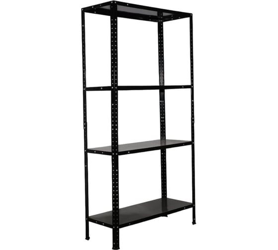 Металлический стеллаж BoomHouse в1500Хш750Хг300мм, 4 полки, нагрузка на стеллаж до 120 кг, черный, 291420