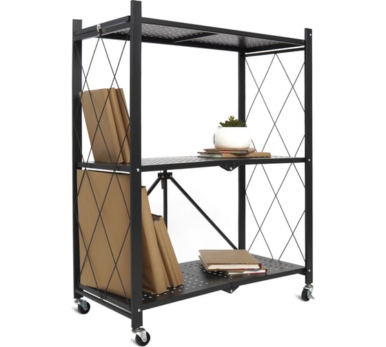 Металлический стеллаж ГЕЛЕОС Атлант-3, 3 полки, складной, размер 730x400x890 мм, черный АСТ-31 1