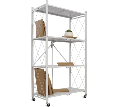Металлический стеллаж ГЕЛЕОС Атлант-4, 4 полки, складной, размер 760x400x1260 мм, белый АСТ-42