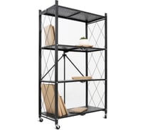 Металлический стеллаж ГЕЛЕОС Атлант-4, 4 полки, складной, размер 760x400x1260 мм, черный АСТ-41