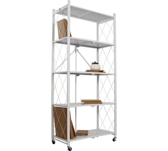 Металлический стеллаж ГЕЛЕОС Атлант-5, 5 полок, складной, размер 760x400x1580 мм, белый АСТ-52 1