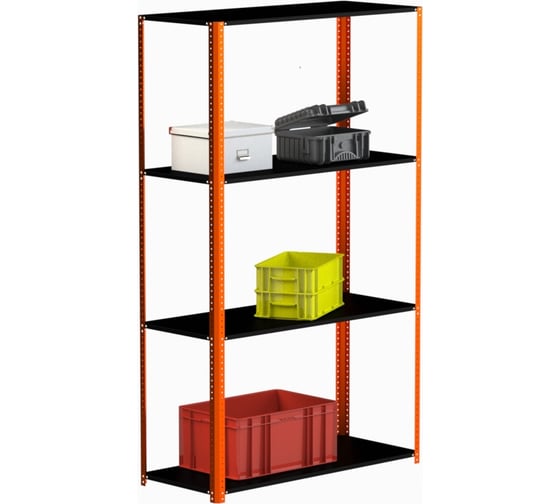 Стеллаж ООО Металекс Metalex AIR 1800x800x300 мм, 4 полки, оранжево-чёрный SMAOIV188030