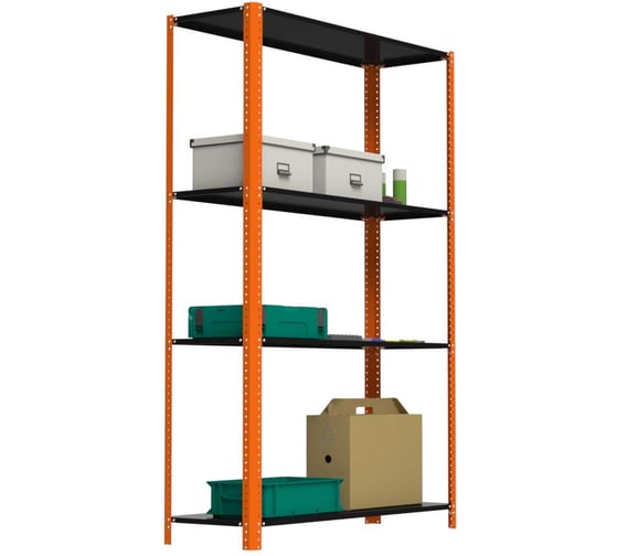 Стеллаж ООО Металекс Metalex AIR 2200x1400x400 мм, 4 полки, оранжево-чёрный SMAOIV221440 1