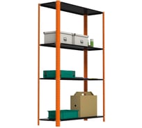 Стеллаж ООО Металекс Metalex AIR 2200x1200x300 мм, 4 полки, оранжево-чёрный SMAOIV221230