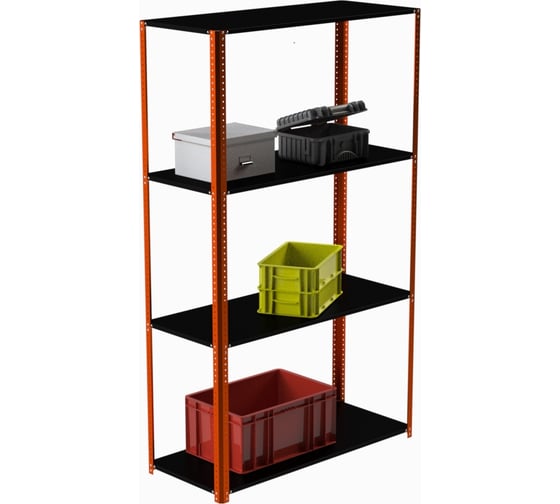 Стеллаж ООО Металекс Metalex AIR 2200x800x400 мм, 4 полки, оранжево-чёрный SMAOIV228040