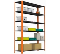 Стеллаж ООО Металекс Metalex AIR 2200x1600x300 мм, 6 полок, оранжево-чёрный SMAOVI221630