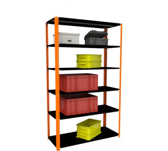 Стеллаж ООО Металекс Metalex AIR 2200x1200x600 мм, 6 полок, оранжево-чёрный SMAOVI221260