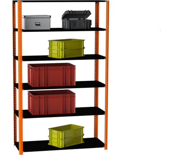 Стеллаж ООО Металекс Metalex AIR 2200x1200x600 мм, 6 полок, оранжево-чёрный SMAOVI221260