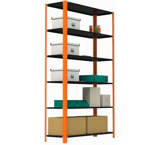 Стеллаж ООО Металекс Metalex AIR 2200x1200x400 мм, 6 полок, оранжево-чёрный SMAOVI221240 1