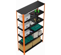 Стеллаж ООО Металекс Metalex AIR 2000x1400x400 мм, 6 полок, оранжево-чёрный SMAOVI201440