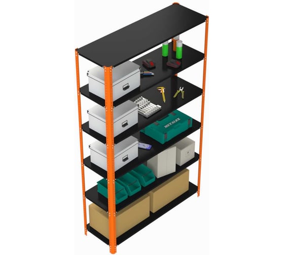 Стеллаж ООО Металекс Metalex AIR 2000x1400x400 мм, 6 полок, оранжево-чёрный SMAOVI201440 1