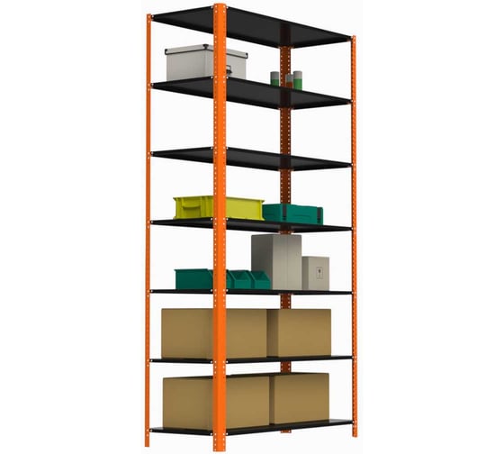 Стеллаж ООО Металекс Metalex AIR 2200x1200x500 мм, 7 полок, оранжево-чёрный SMAOVII221250 1