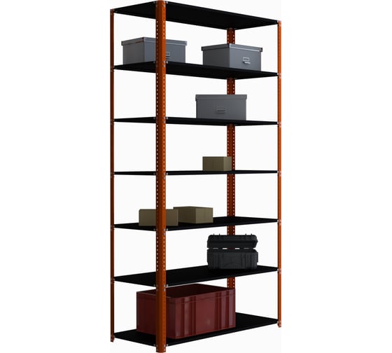 Стеллаж ООО Металекс Metalex AIR 2200x1400x300 мм, 7 полок, оранжево-чёрный SMAOVII221430