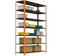 Стеллаж ООО Металекс Metalex AIR 2200x1600x600 мм, 7 полок, оранжево-чёрный SMAOVII221660