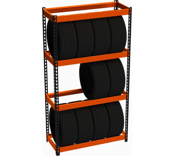 Стеллаж ООО Металекс серия TIRES 2200x1200x500 мм, оранжево-чёрный SMTO221250