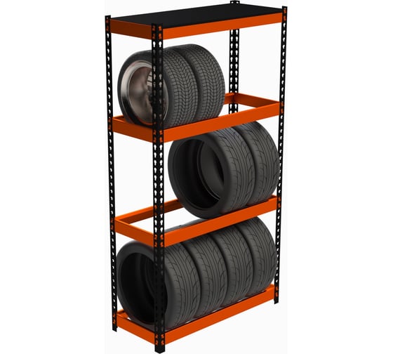 Стеллаж ООО Металекс Metalex серия TIRES 1800x1800x500 мм, одна полка, оранжево-чёрный SMTIO181850
