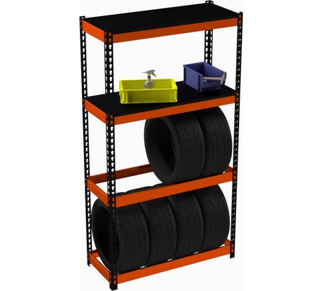Стеллаж ООО Металекс Metalex серия TIRES 1800x1800x600 мм, две полки, оранжево-черный SMTIIO181860