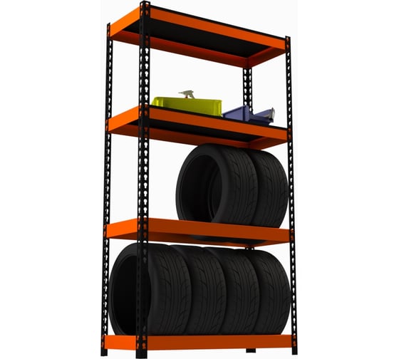 Стеллаж ООО Металекс Metalex серия TIRES 1800x1200x400 мм, две полки, оранжево-черный SMTIIO181240