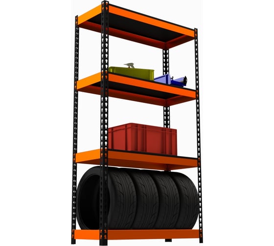 Стеллаж ООО Металекс Metalex серия TIRES 2200x1800x600 мм, три полки, оранжево-черный SMTIIIO221860