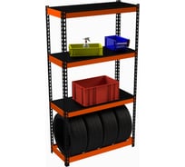 Стеллаж ООО Металекс Metalex серия TIRES 2200x1600x500 мм, три полки, оранжево-черный SMTIIIO221650