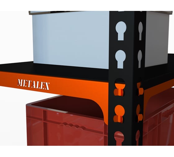 Стеллаж ООО Металекс MID 2200x1800x600 5 полок оранжево-чёрный 107090