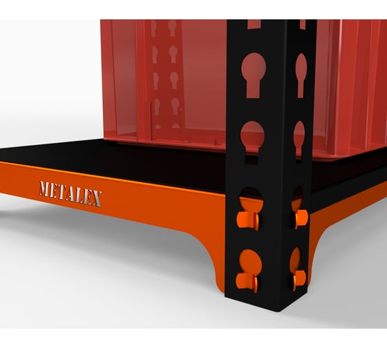Стеллаж ООО Металекс MID 2200x1400x500 5 полок оранжево-чёрный 107083