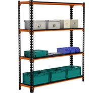 Стеллаж ООО Металекс MID 2200x1600x600 4 полки оранжево-чёрный 107044