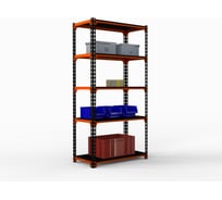 Стеллаж ООО Металекс MID 2200x1600x600 5 полок оранжево-чёрный 107089