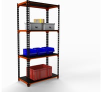 Стеллаж ООО Металекс MID 2200x1600x500 4 полки оранжево-чёрный 107039