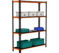 Стеллаж ООО Металекс MID 1800x1200x400 4 полки оранжево-чёрный 107002