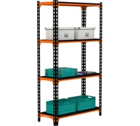 Стеллаж ООО Металекс MID 1800x1000x400 4 полки оранжево-чёрный 107001