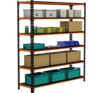 Стеллаж ООО Металекс MID 2200x1600x500 6 полок оранжево-чёрный 107099