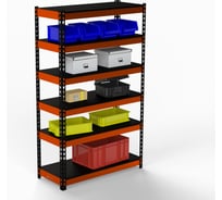 Стеллаж ООО Металекс Metalex HARD 2200x1600x600 мм, 6 полок, оранжево-чёрный 106104